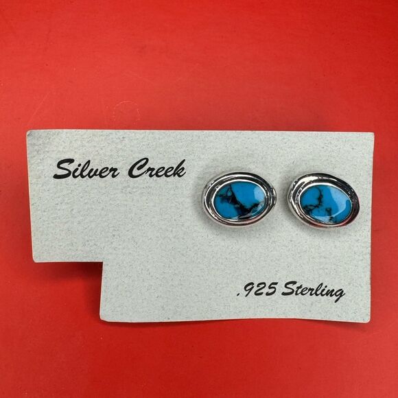 Silver Creek 925 Silver and Turquoise Blue Earrings - Picture 1 of 3